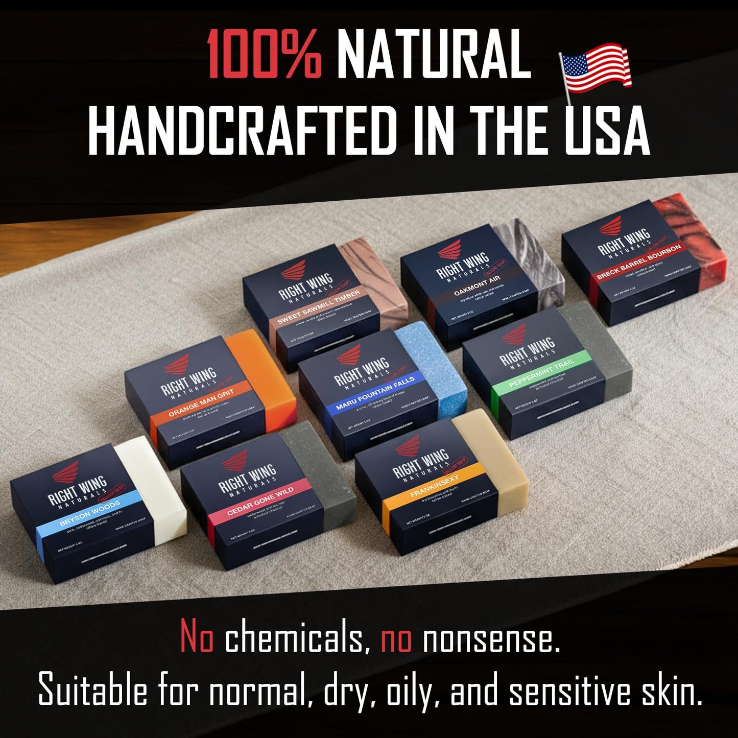 Right Wing Naturals Bar Soap Gift Set for Men | Handcrafted Cold-Pressed | Handmade Organic Soap for Men | Most Popular Flavors | Natural Scented Men’s Bar Soap| Pack of 9 Bars (UNCLE TED'S 9-PACK)