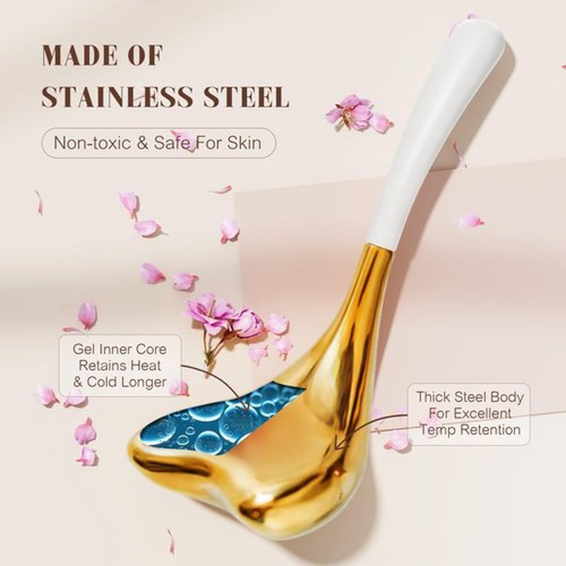 2pcs Facial Ice Globes in Stainless Steel Ergonomic Massaging Shape, Ideal Skincare Cryo Sticks for Face & Eyes Puffiness Relief, Esthetician Supplies Cooling Globes Facial Gua Sha Tool w/ Carry Case