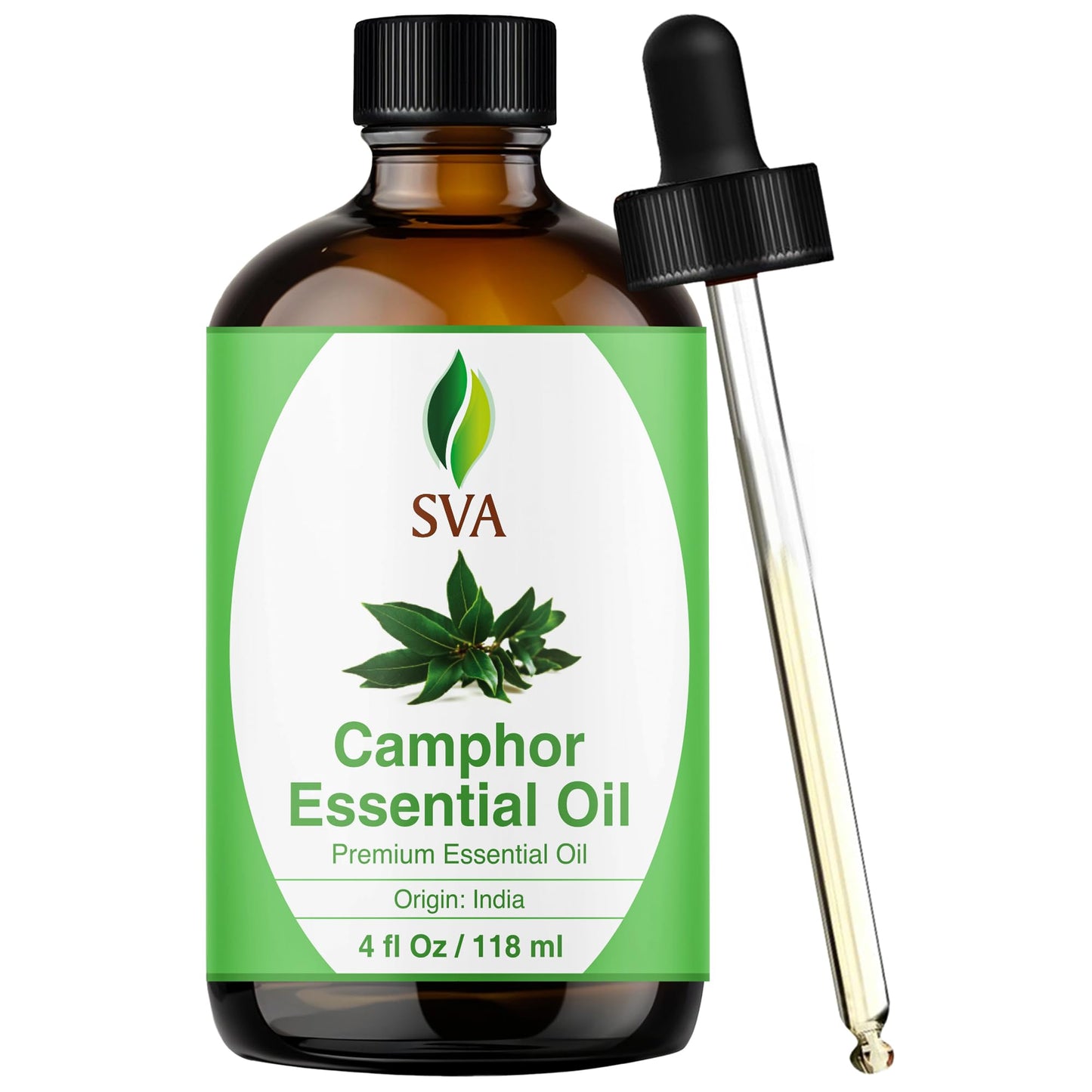 SVA Camphor Essential Oil, Glass Bottle with Dropper, 4 Fl Oz (118 ml)