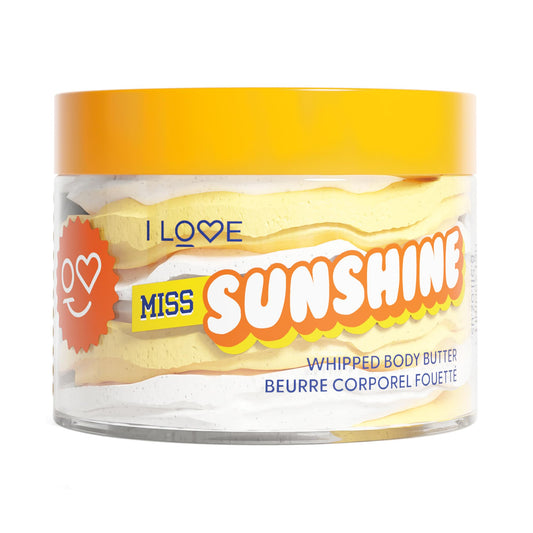 I LOVE Cosmetics Miss Sunshine Whipped Body Butter - Body Moisturizer for Women - Shea and Cocoa Butter, Avocado Oil - Vanilla Caramel Scent - 8.5 oz