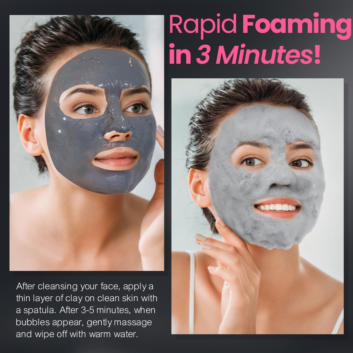 RIHAKO Valentine 's Day Gift Carbonated Bubble Clay Mask -Exfoliation Face Mask | Detoxing Clay Mask for Blackhead Removal,Dull Skin,Skincare Facial Mask for Controlling Oil and Refining Pores