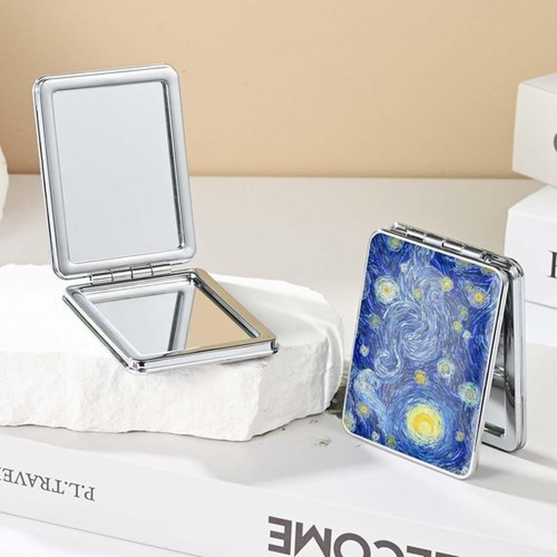 dcdcee Pocket Mirror, Small Travel Mirror with Magnification, Portable Double-Sided Magnifying Cosmetic Mirror for Daily (Blue Moon)
