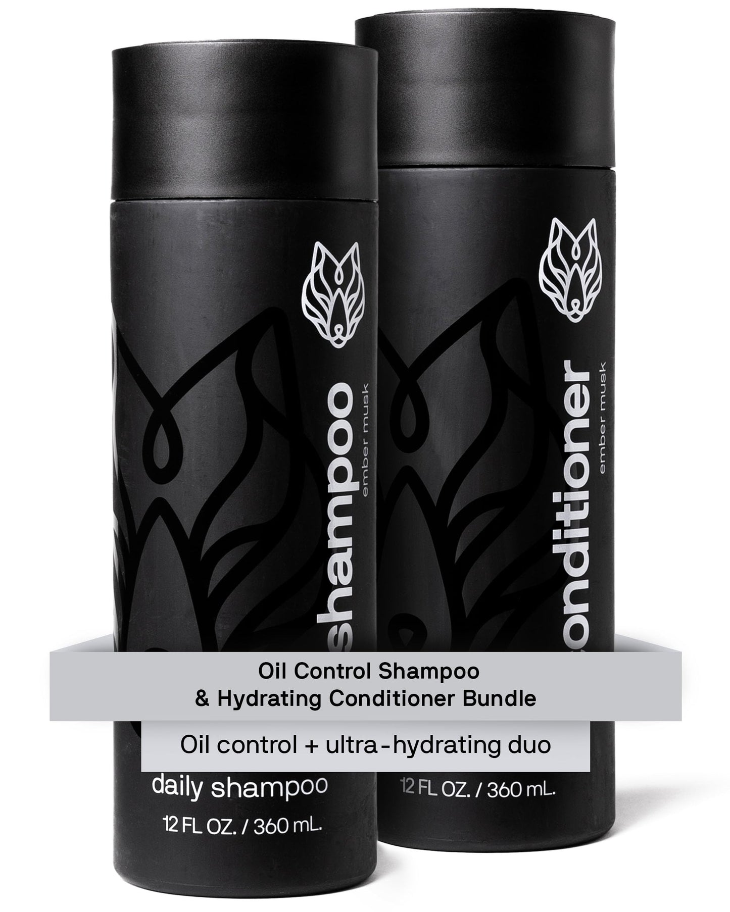 Black Wolf Mens Shampoo & Conditioner Set for Oily Hair - Oil Control Shampoo with Moisturizing & Deep Cleansing Formula - Conditioner for Soft & Silky Strands - Daily Hair Care for Men