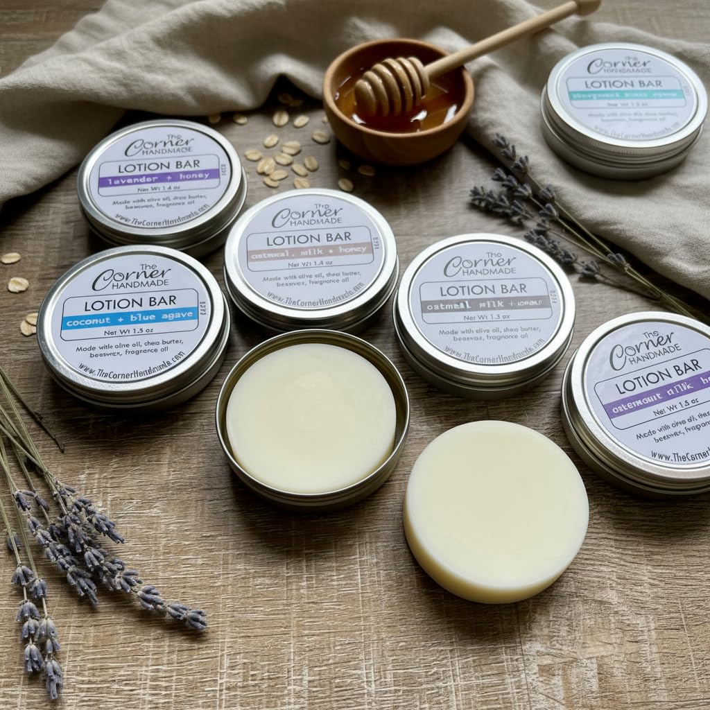The Corner Handmade Lotion Bar Moisturizer with Beeswax and Shea Butter for Dry Skin