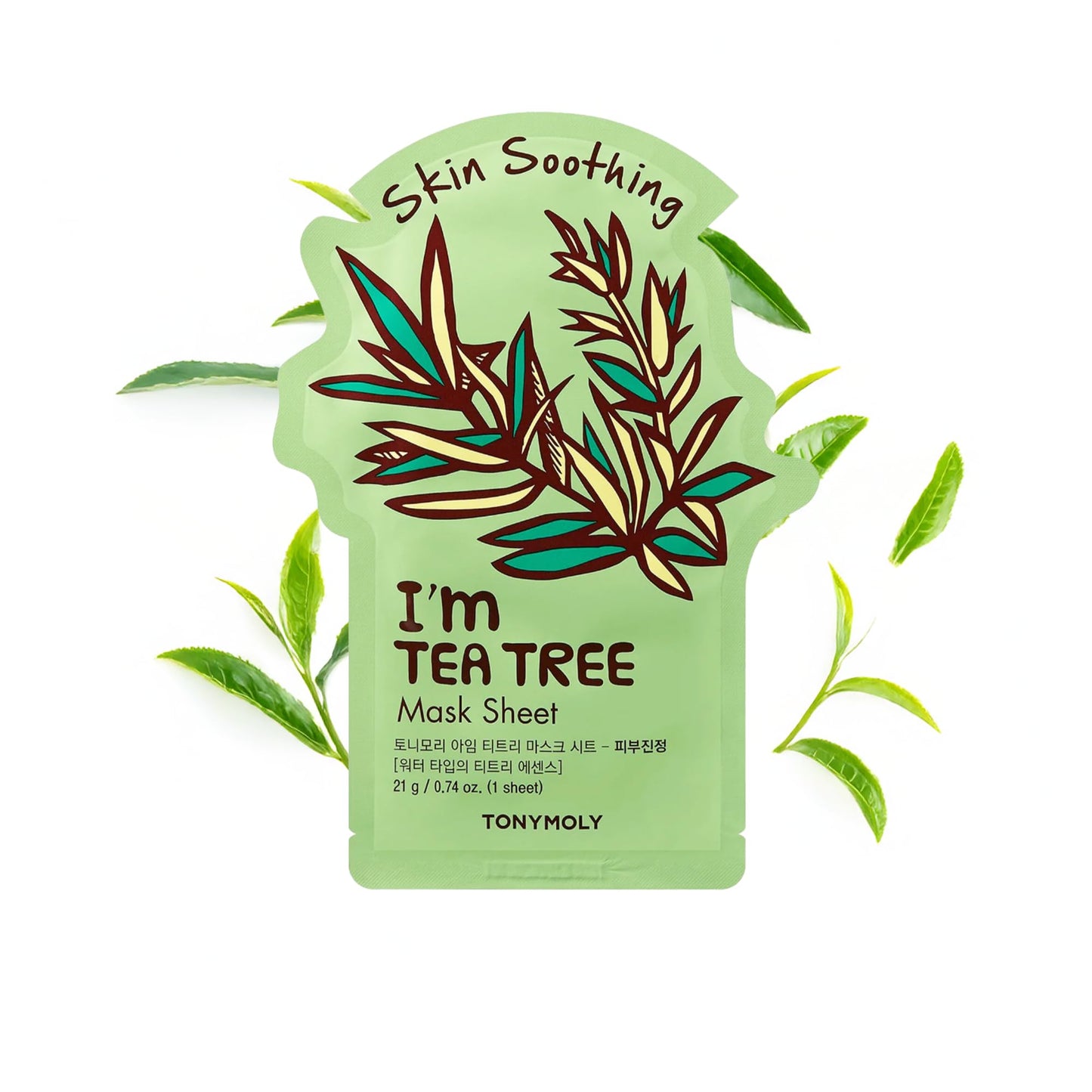 TONYMOLY I’m Tea Tree Sheet Mask, 1 Count – Korean Skincare Face Mask for Hydration & Soothing – Moisturizing Facial Mask with Tea Tree Extract & Vitamin Essence for Clear, Balanced Skin