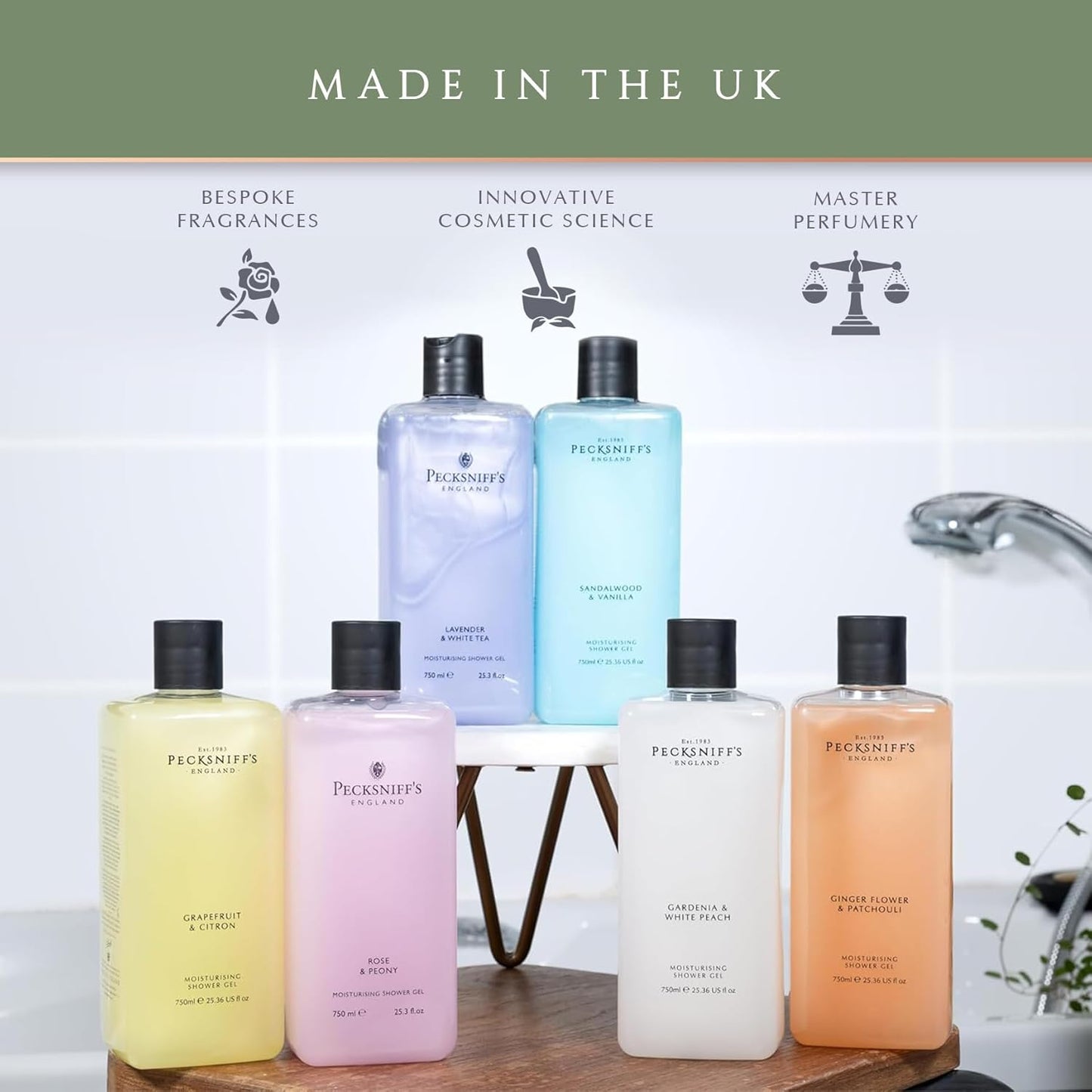 Sandalwood & Vanilla Shower Gel 750ml - Pecksniff's Classic Moisturizing Formula