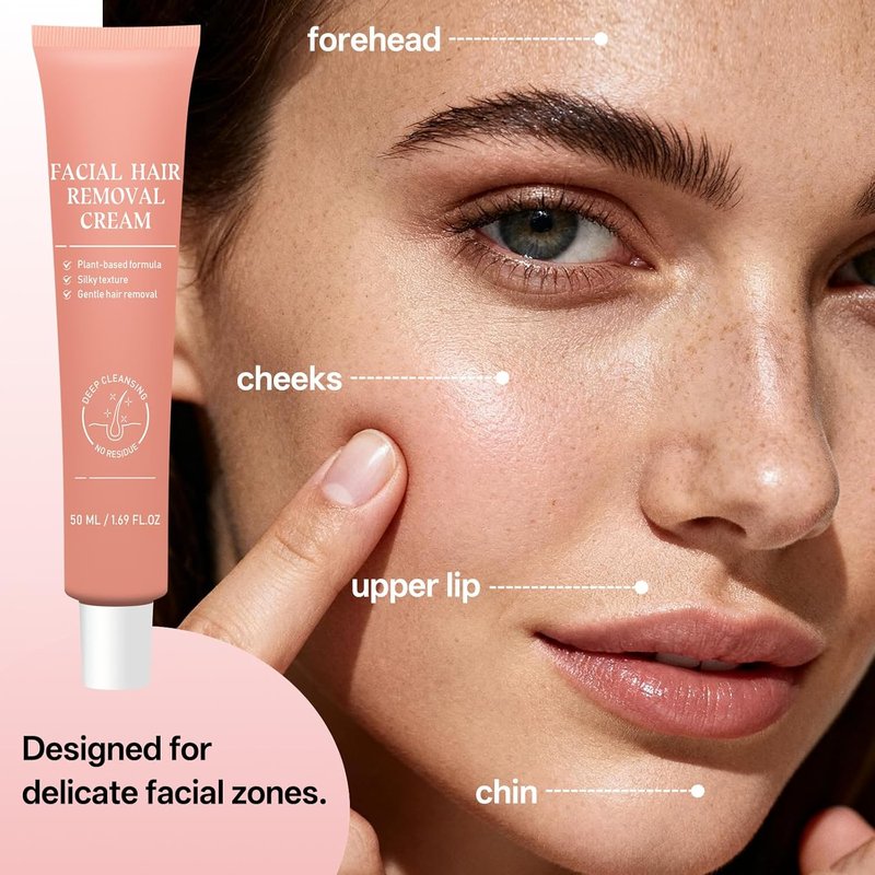 Facial Hair Removal Cream for Sensitive Skin - 2-in-1 Painless Depilatory Kit | Soothing Formula for Face & Body