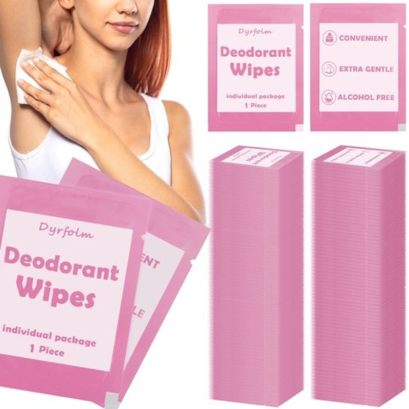 Dyrfolm 200 Pcs Underarm Deodorant Wipes,Travel Deodorant Wipes,Individually Wrapped Antiperspirant Wipes,Sweat Body Wipes for Women Men Adults Sports Travel Essentials (Pink, 1 Count (Pack of 1))