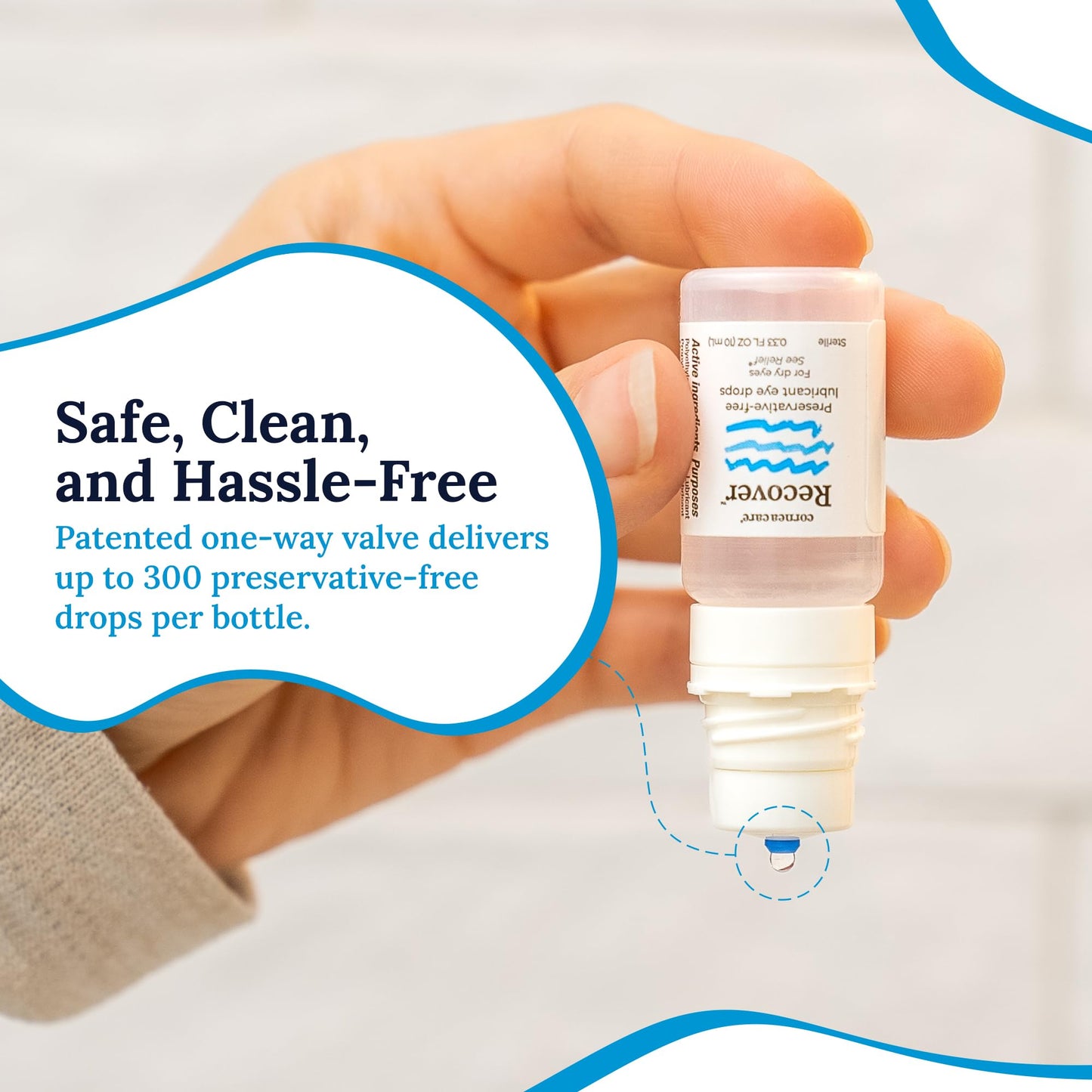 CorneaCare Recover: Eye Drops | Preservative Free Artificial Tears | Hydrating Eye Drops for Dry Eye Relief & Redness | Multi-dose Bottle (300 Drops)