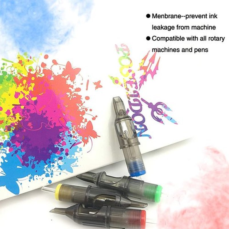 Poseidon Tattoo Cartridge Needles 50Pcs Assorted Mixed Size Round Liner 12 Standard 3rl 5rl 7rl 9rl 11rl Disposable Membrane Tattoo Needles Long Taper for Makeup