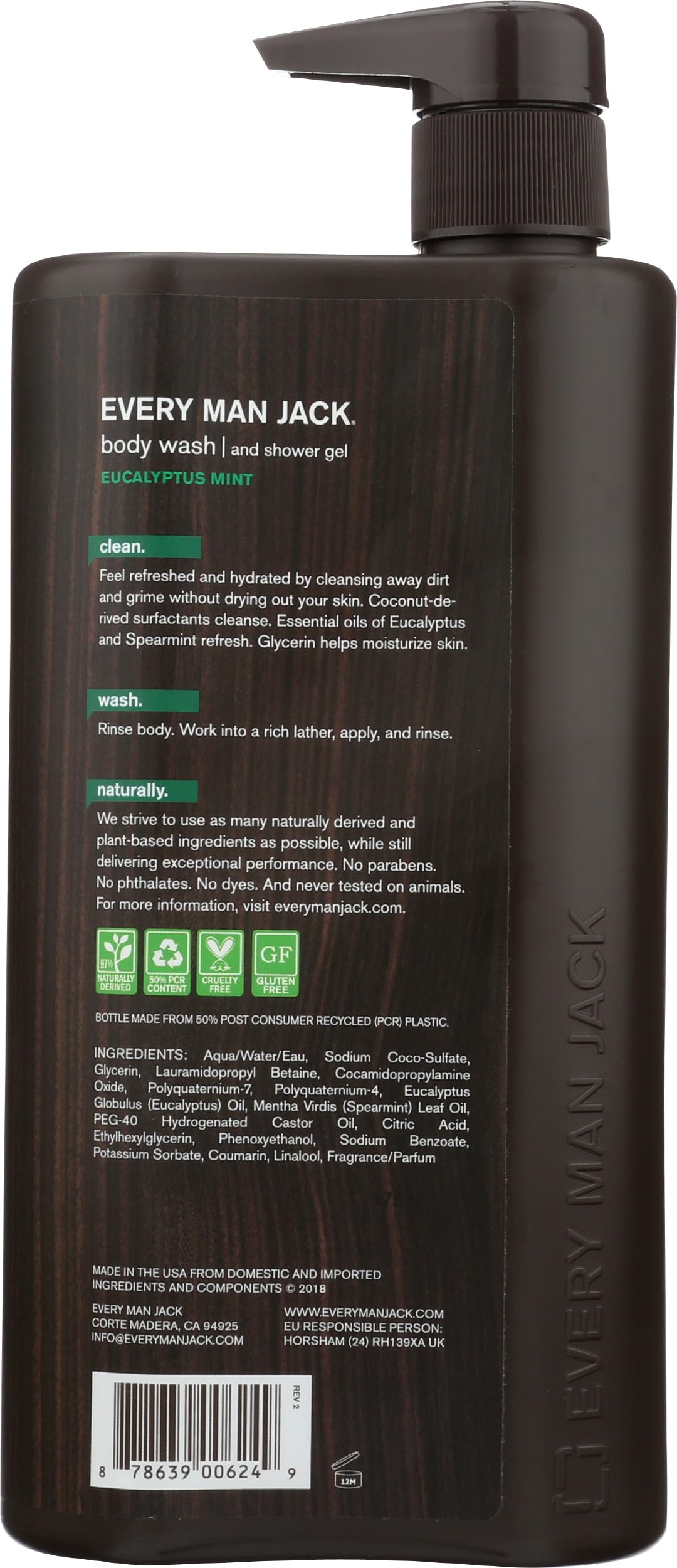 Every Man Jack, Body Wash Eucalyptus, 33.8 Fl Oz