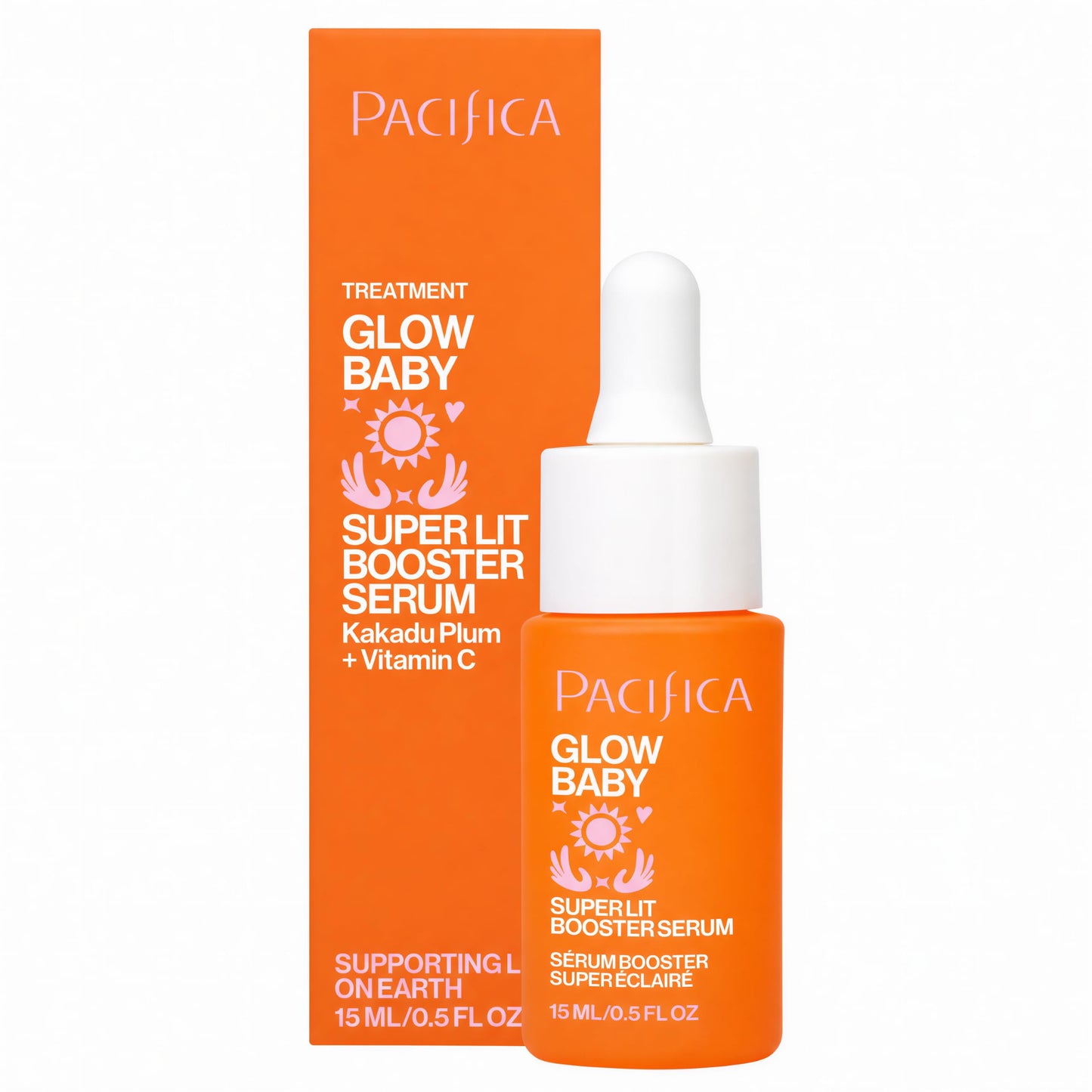 Pacifica Glow Baby Booster Mini Face Serum, Vitamin C & Glycolic Acid For Brightening Dull Skin, Fragrance-Free, Vegan & Cruelty-Free, .5 Fl Oz