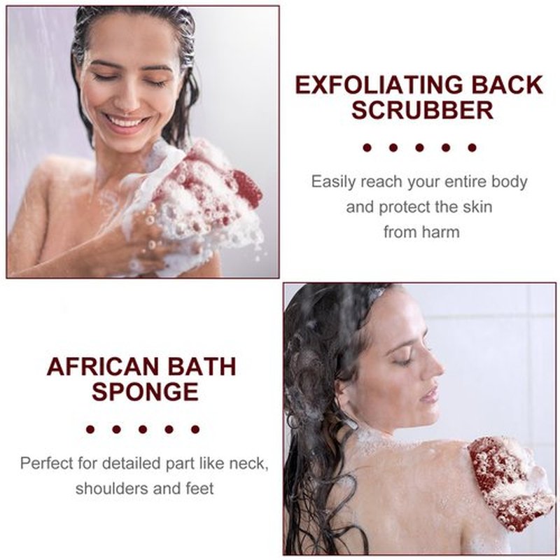 Geiserailie African Long Bathing Net Sponge Long Net Shower Body Scrubber Back Scrubber Skin Smoother Net Bathing Sponge for Daily Use or Stocking Stuffer (Wine Red)