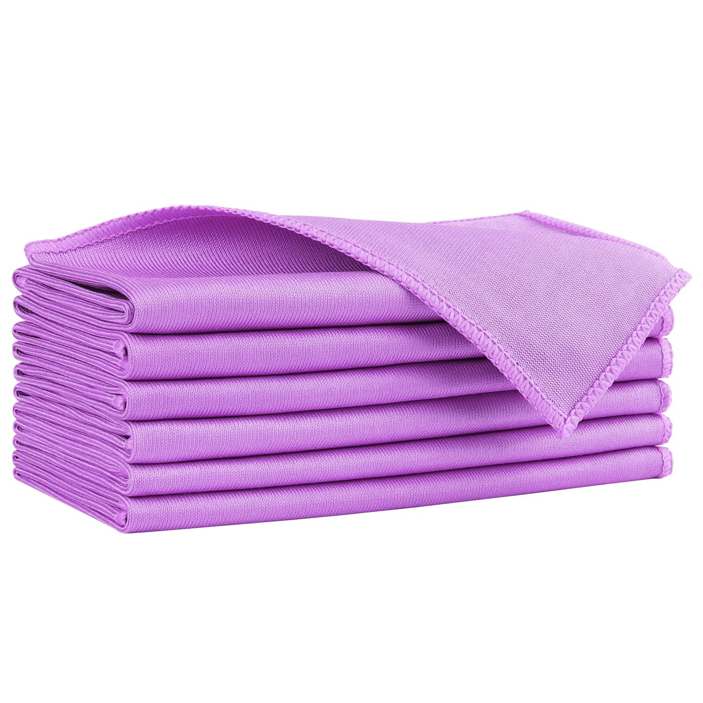 HOMEXCEL Microfiber Glass Cleaning Cloths 6 PK, Lint Free Streak Free, Reusable Microfiber Magic Cleaning Cloth for Windows, Glasses, Mirrors, Screens, Stainless Steel, and More Purple-14×16"