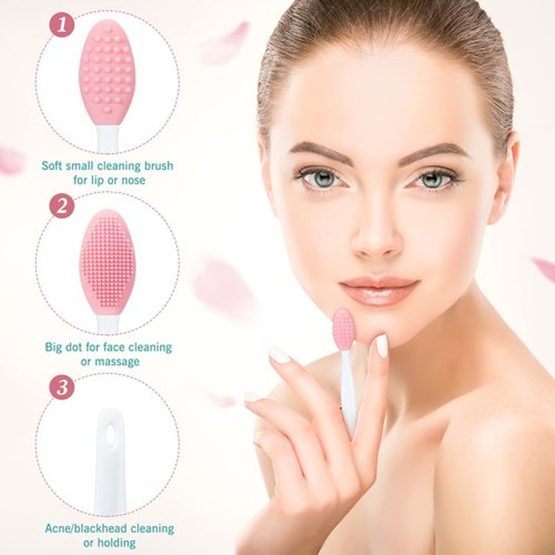 24 Pcs Silicone Exfoliating Lip Brush with Container, Double Sided Silicone Lip Scrubber Soft Cleaning Lip Brush Face Cleaning Applicator for Plump Smoother Lip Appearance (Pink, Green, Purple)