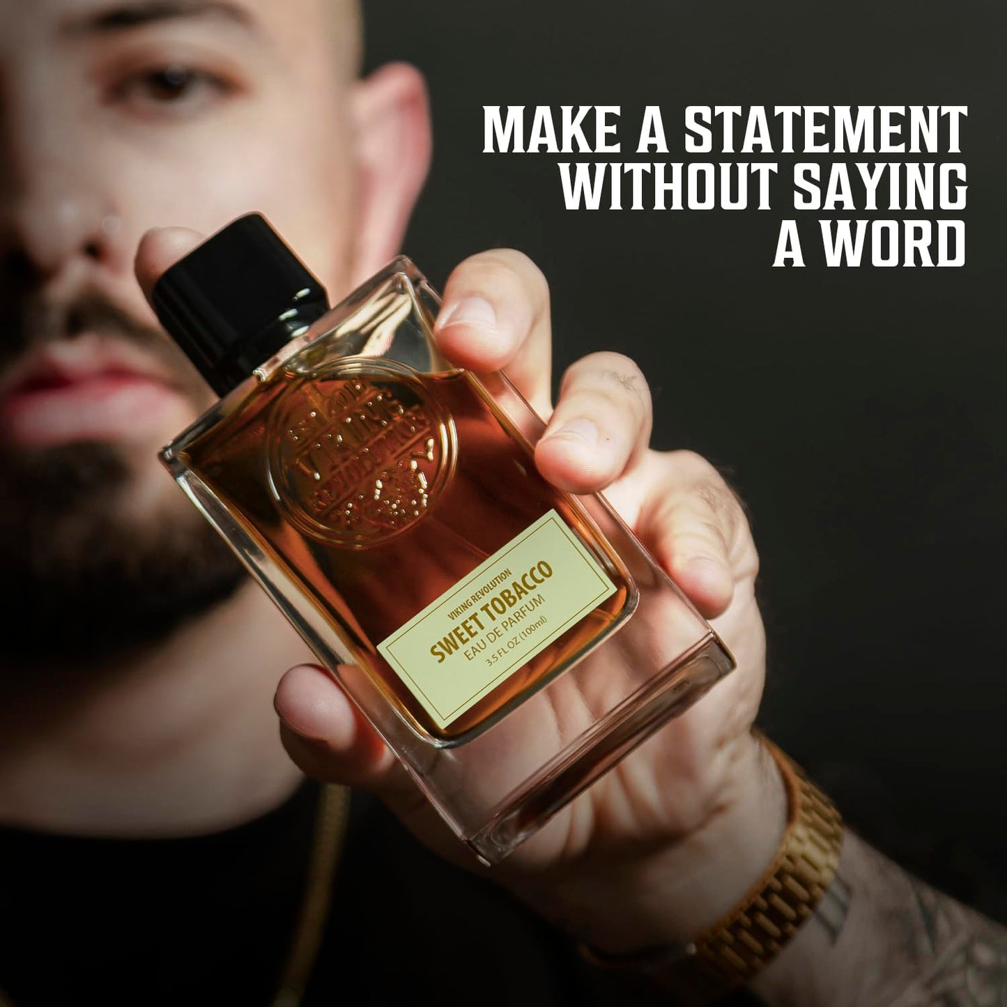 Viking Revolution Sweet Tobacco Cologne for Men - Eau de Parfum - With notes of Tonka Bean, Clementine, Cinnamon, Vanilla, Tobacco, Musk, Ambergris, Leather, Agastache - Gifts for Men 3.5 Fl Oz