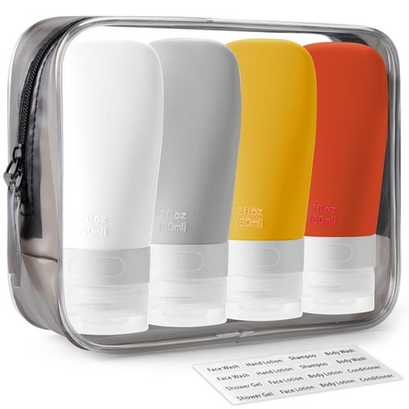 INSFIT Travel Bottles for Toiletries, TSA Approved 2oz Travel Size Bottles Leak Proof Travel Containers for Toiletries, BPA Free Refillable Travel Accessories for Shampoo Body Wash Liquids Orange