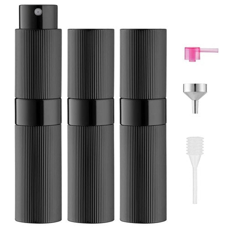 LISAPACK Travel Perfume Atomizer Bottle Refillable: Spray for Travel Size Cologne Empty - Small Portable Fragrance Refill Sprayer - 8ml, Stripe Black
