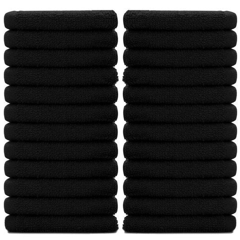DAN RIVER 100% Cotton Washcloths 24 Pack Premium Quality Face and Body Cloth, Quick Dry Essential Towels for Bathroom, Hand, Kitchen & Cleaning, Baby Washcloths | 12X12 in | 400 GSM | Black