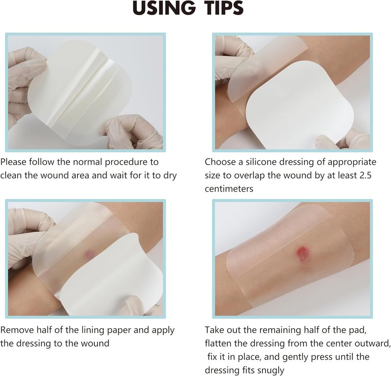 Hydrocolloid Wound Dressing - 4" x 4" Sterile Bandages for Fast Healing | Waterproof, 5 Pack