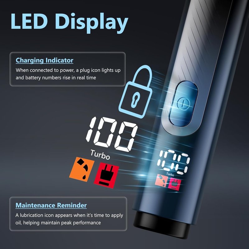 Men's Back Shaver - Ultra-Wide 2" T-Shaped Head, LED Display, Travel Case | IPX7 Wet/Dry, Safety Lock, Space Silver