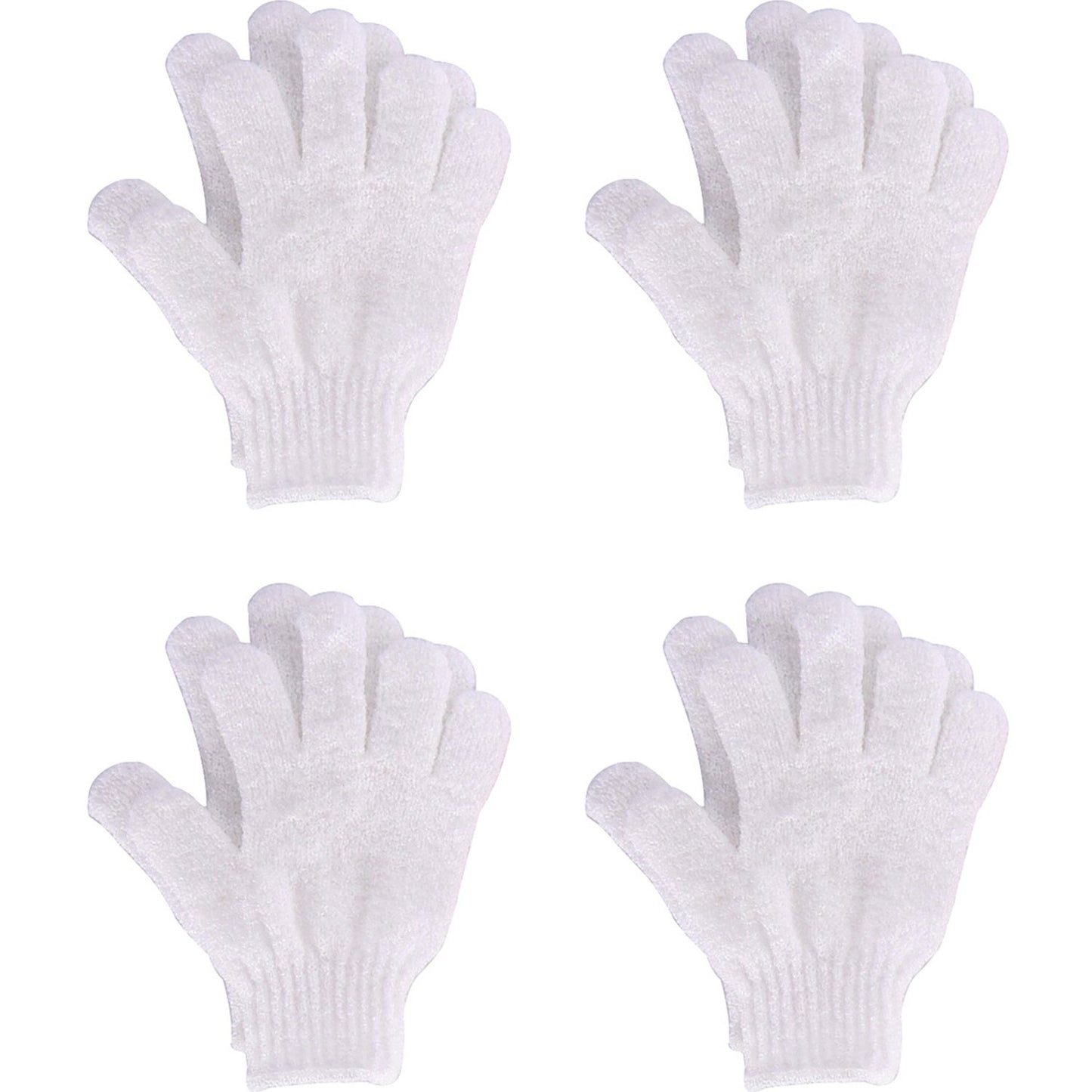Hotop 4 Pairs Shower Gloves Scrubbing Gloves Dual-Sided Exfoliating Glove Body Bath Scrubs, White