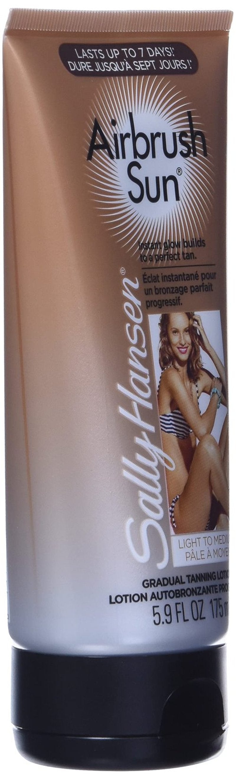 Sally Hansen Airbrush Legs, Gradual Tanning Lotion Light to Medium 5.9 Oz (Pack of 2)