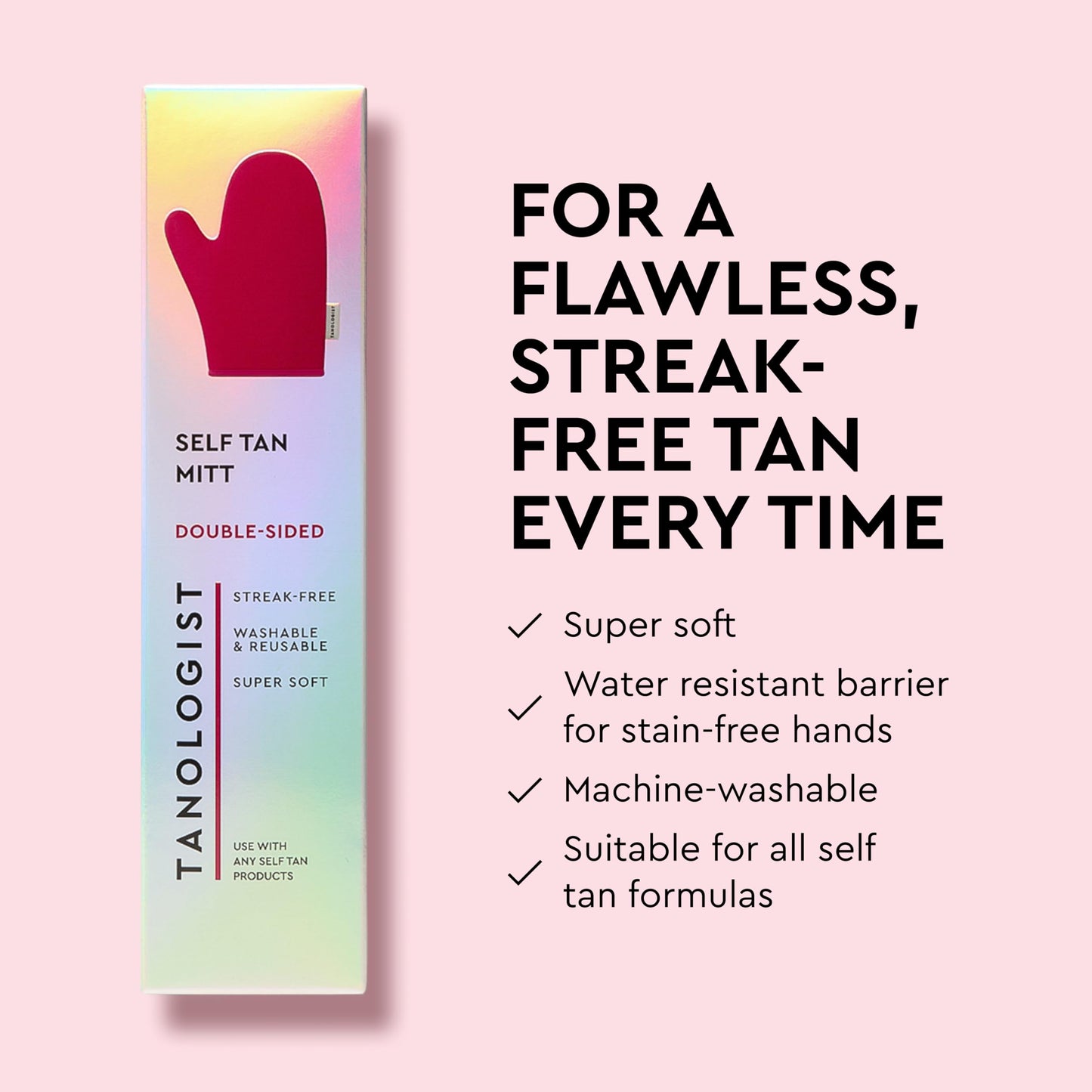 Tanologist Face + Body Mitt Duo, for Tanning Mousse, Water & Gradual Tan, Streak-Free Self-Tanner Application, Use with Face Tanner, Reusable & Machine Washable, Vegan & Cruelty-Free, 2 Count