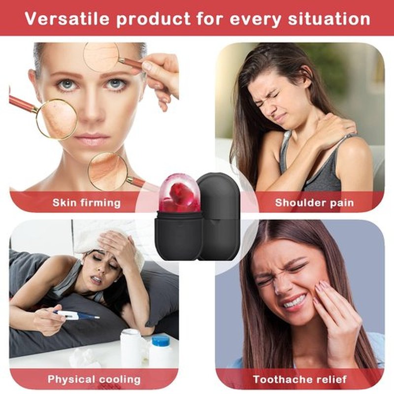 KOGITI Ice Mold for Face, Ice Roller for Face & Eye, Beauty Facial Ice Rollers Ice Holder Mold Face Puffiness Relief Massage Skin Care Tools, Ice Facial Cube (New-Black)