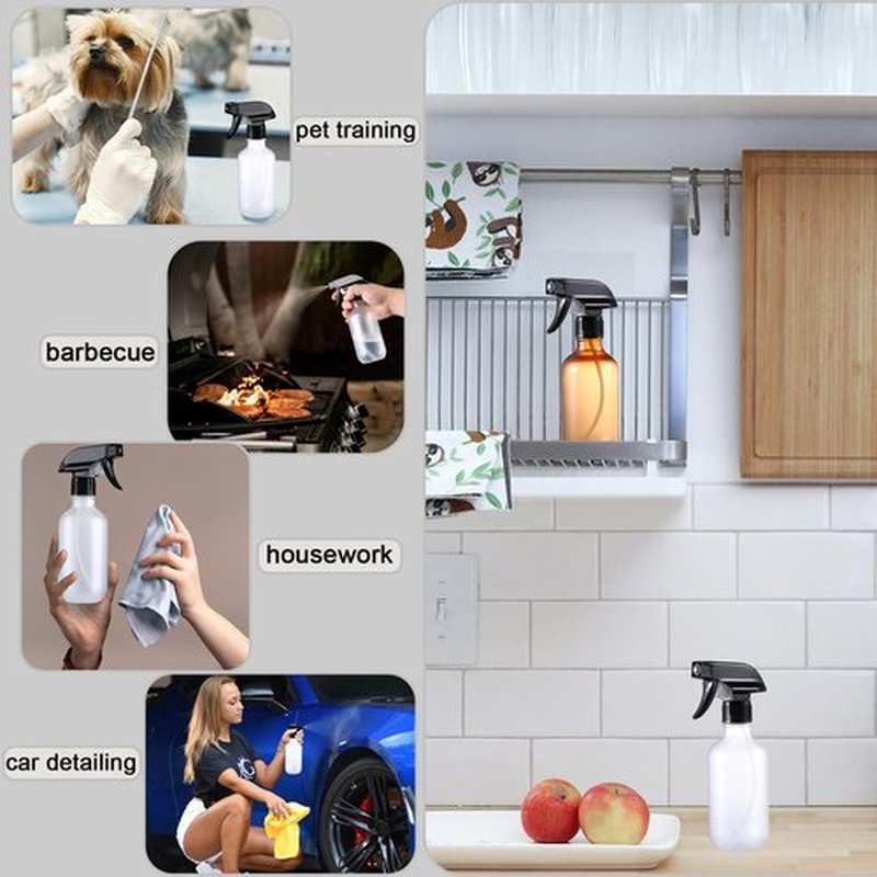 Water Spray Bottle for Hair, Frosted Clear Plastic Small Squirt Bottle with Adjustable Mist/Stream, Refillable Empty Mister Spray Bottle for Hair, Plant, Cleaning, Pet, Cooking, 10.1 oz /300ML