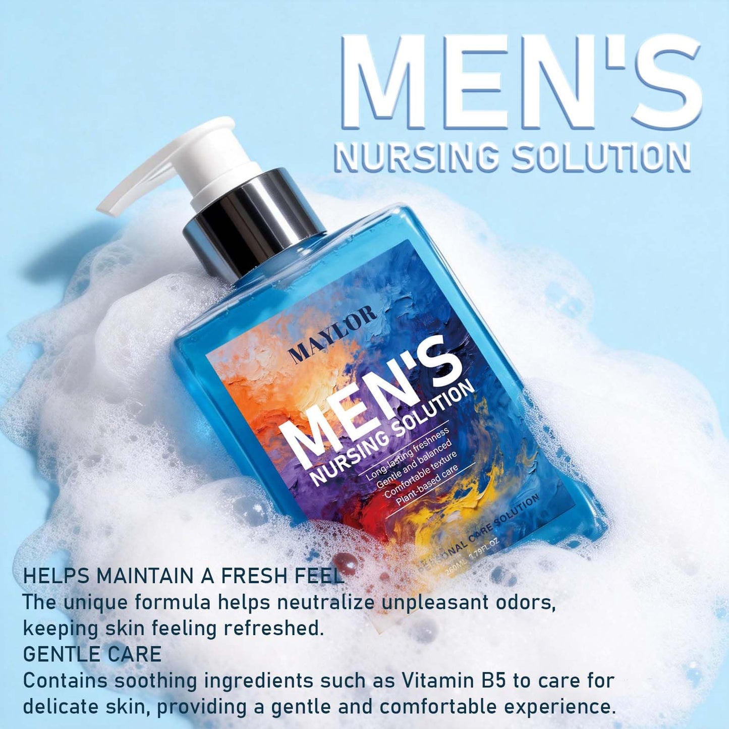 MAYLOR Men’s Intimate Wash, pH Balanced Plant-Based Formula for Sensitive Skin, Gentle Hydrating Cleanser with Long-Lasting Freshness, Daily Body Wash (1)