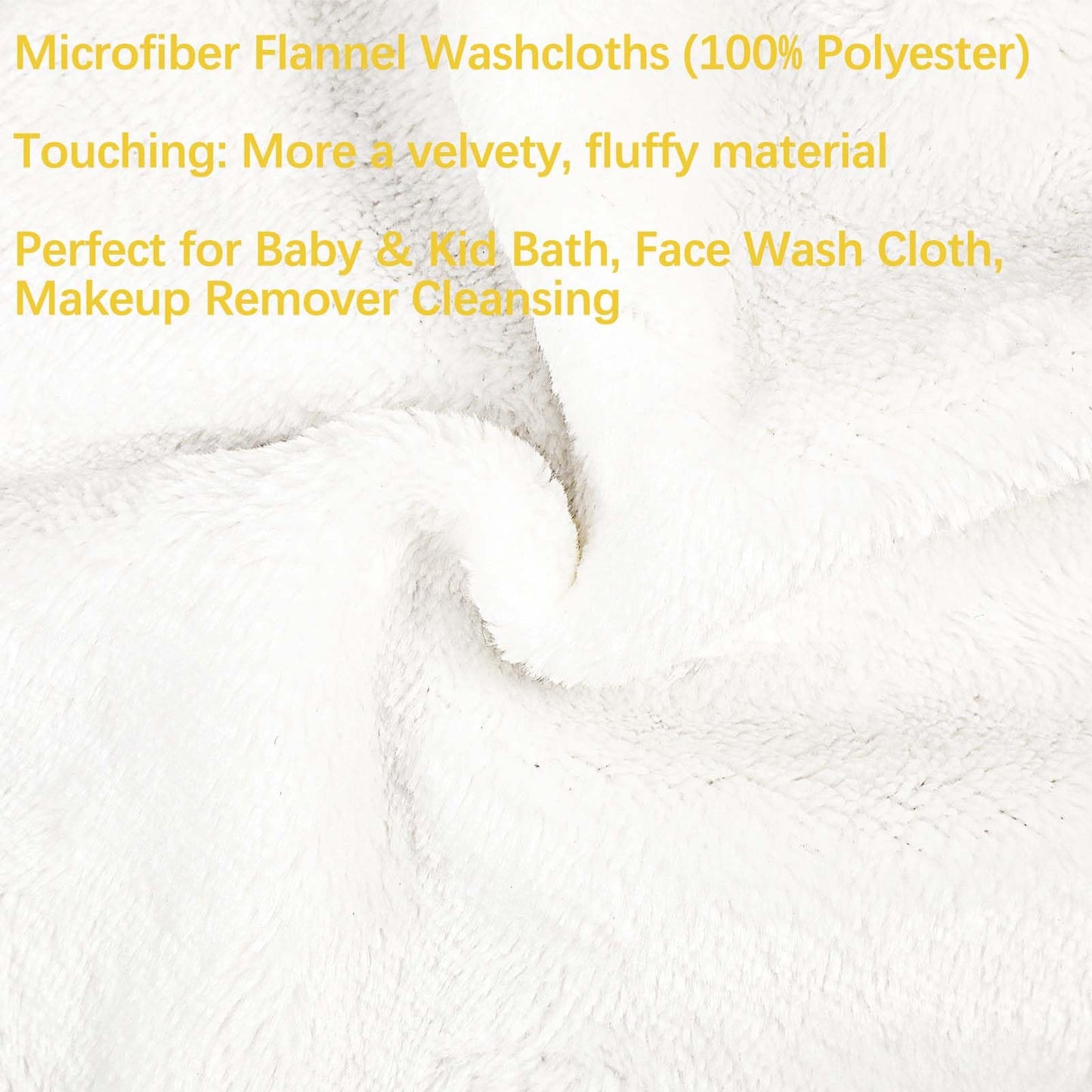 PHOGARY 6 Pack Microfiber Face Washcloths Facial Wash Mitts, 7.8"x5.1" Soft Flannel Towel for Washing Face, Reusable Makeup Remover Absorbent Easy-Dry Puffy Washcloths with Hanging Loop, White