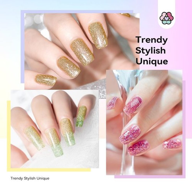 SAVILAND 12 Colors Glitter Nail Polish Set: Quick Dry Nail Lacquer Set Green Red Diamond Sparkly Shiny Nail Polish with Base Top Polish Coat 0.34oz Nail-Varnish for Fingernail Toenail Manicure Art DIY