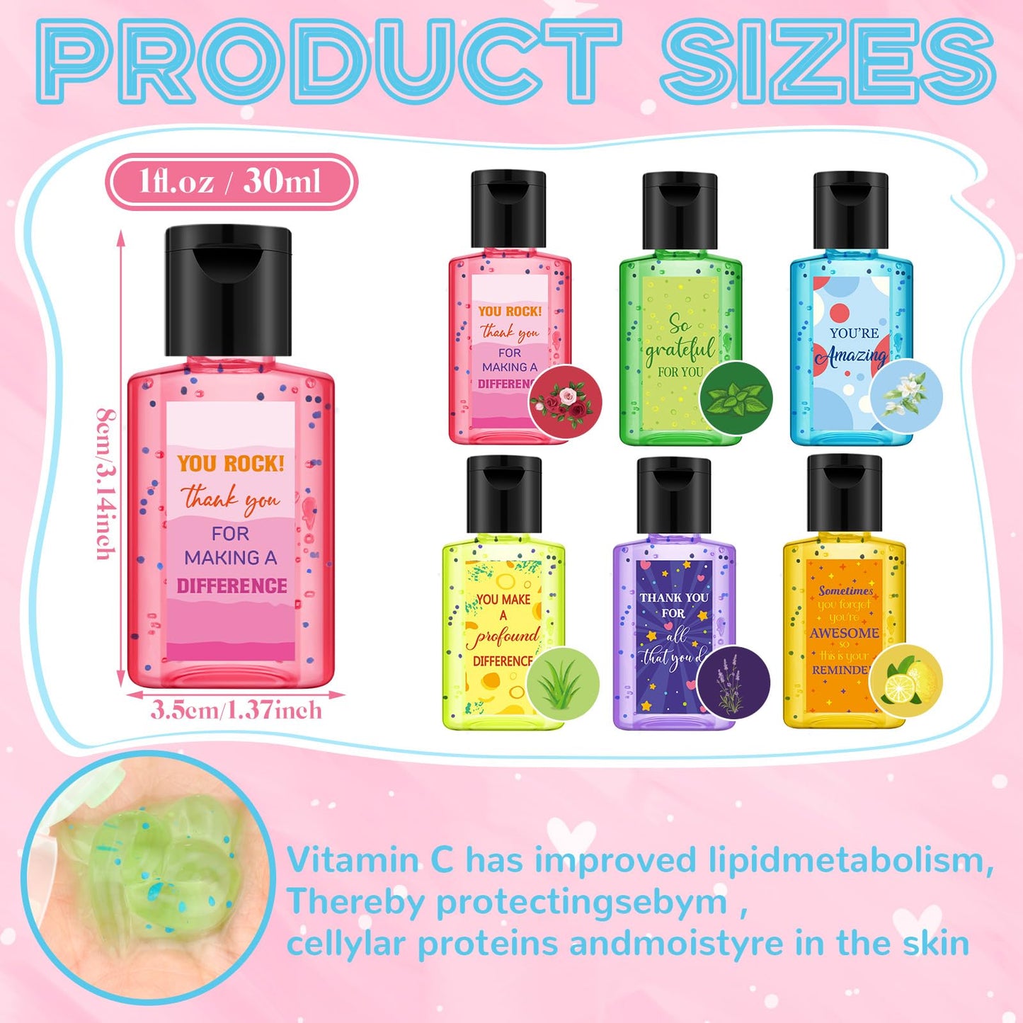12 Pcs Thank You Mini Hand Sanitizer Bulk Travel Size 1oz Employee Appreciation Gift Team Small Hand Sanitizer Party Favor Difference Maker Gift for Volunteer Office Staff Coworker Teacher (Black)