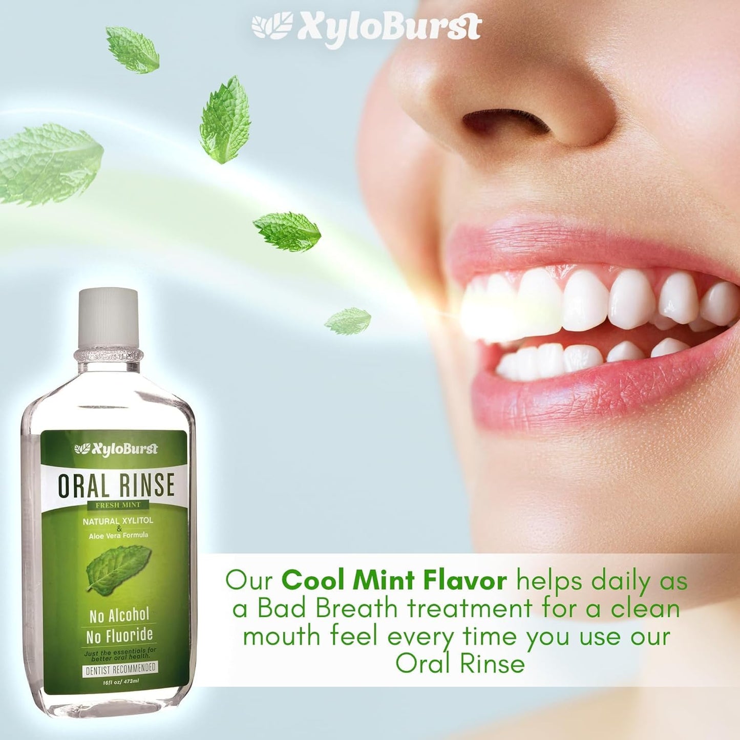 Xyloburst Oral Rinse Mouthwash - Natural Xylitol Mouthwash | Fluoride Free Mouth Wash | Alcohol Free Mouthwash | Fresh Mint Mouth Rinse | SLS Free | 3-Pack