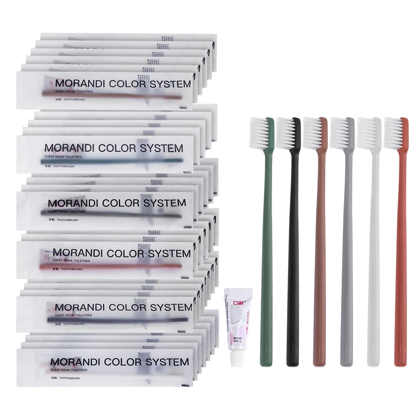LLHQAMT Disposable Toothbrush, Toothbrush Bulk, Individually Packaged, 6 Colors, Soft Bristles, Ergonomic Handle, 120 Count