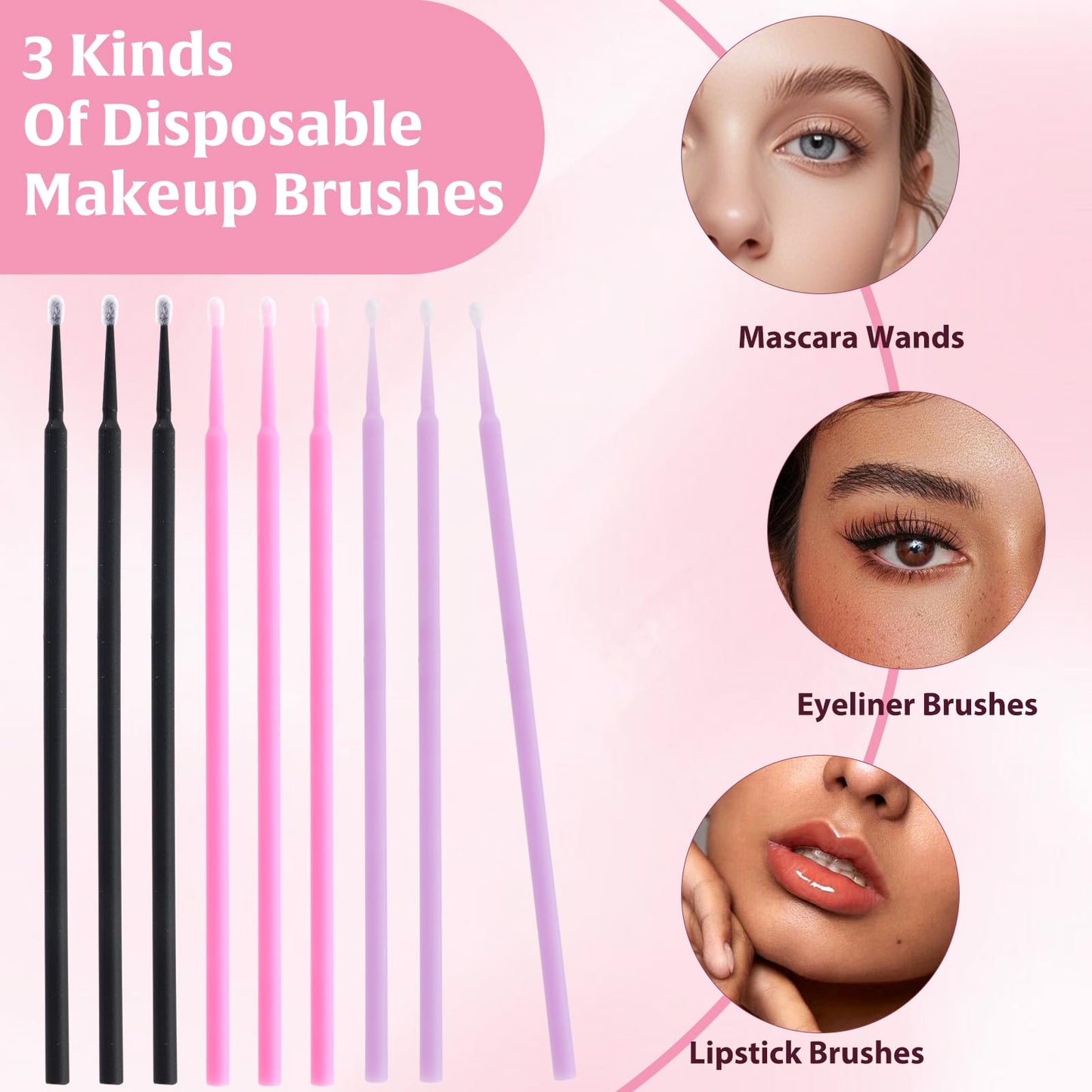 300 Disposable Micro Applicators Brush with Container, Eyelash Extension Individual Applicators Mascara Brush for Make up and Clean and Compatible and Personal Care (Multicolors)