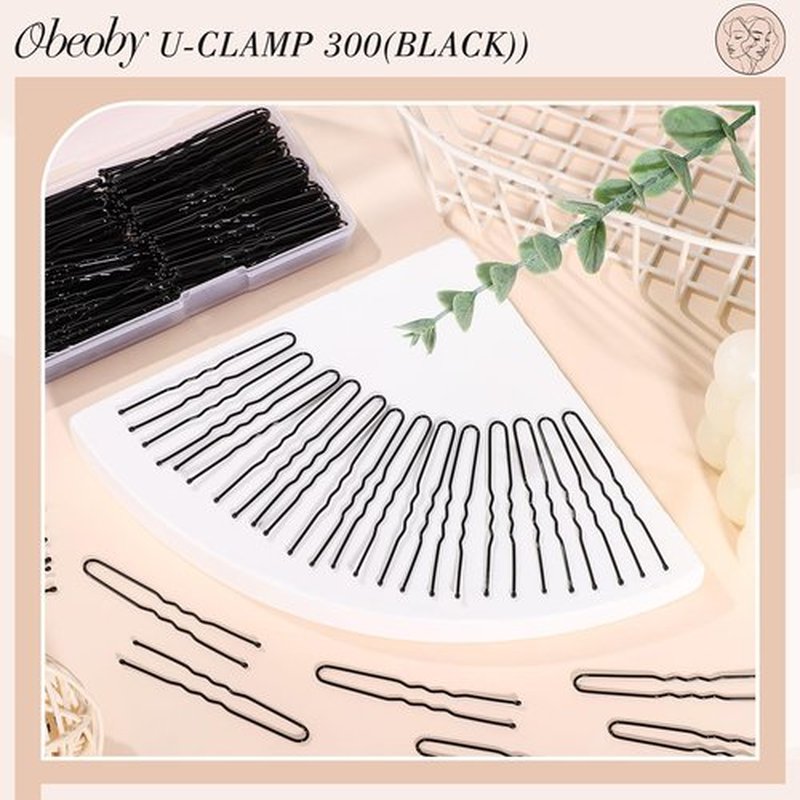 obeboy U Shaped Hair Pins, 300 PCS Black Bobby Pins with Box Hair Pins for Women Girls Hair Buns Updos French Twists, for Thick/Thin Hair 2.4 Inch