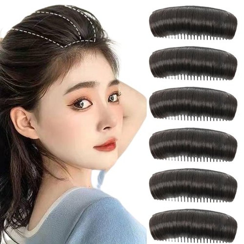 Invisible Fluffy Hair Pad, 3 6 PCS 5in Invisible Hair Clips, Hair Bump Clip for Volume for Women Girls, Fluffy Hair Pad Styling Insert Tool, Heighten Hair (Black, 6pcs)