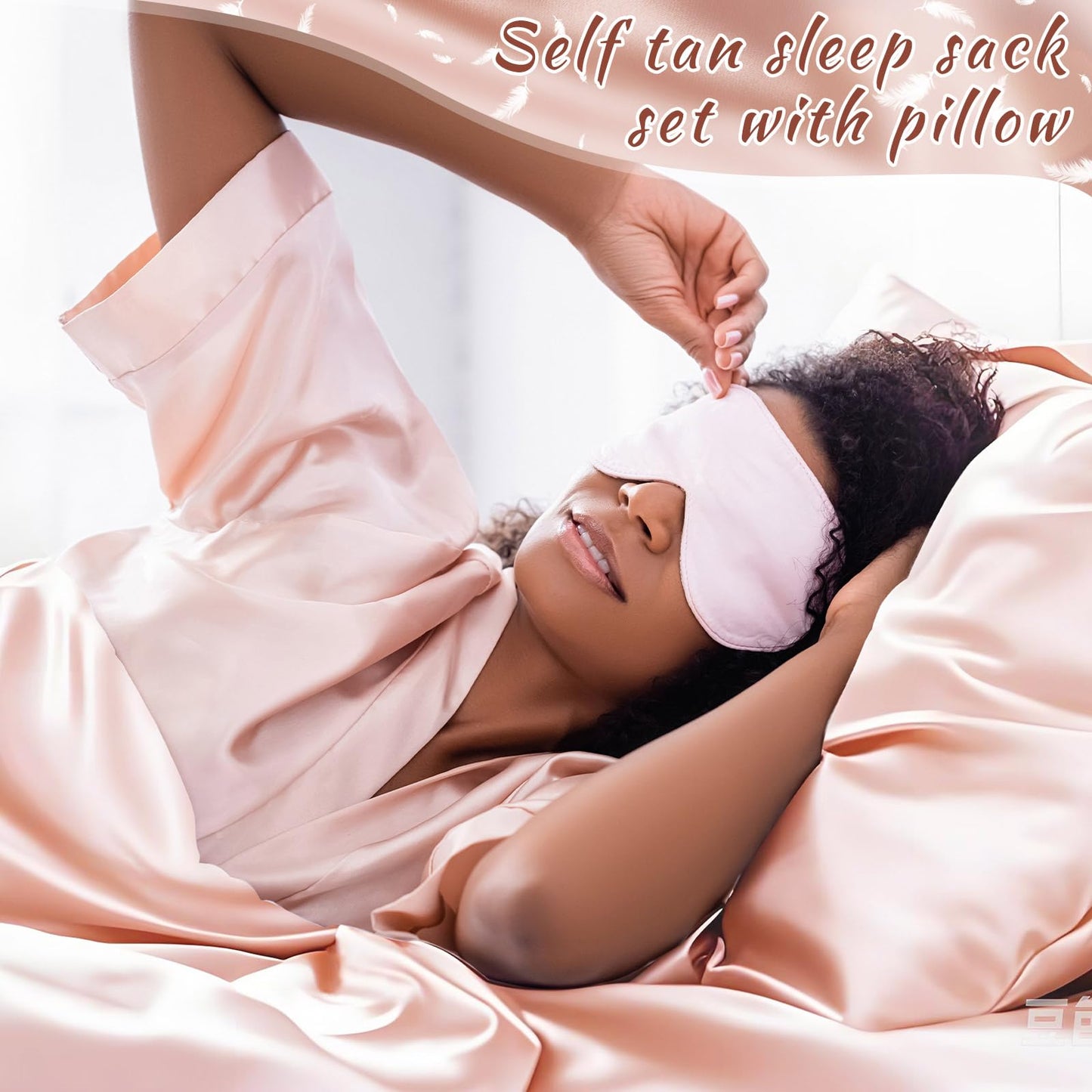 Irenare Protector 3 Pack Self Tan Sack Silk Sleep Sack Gift Set Reusable Body Lightweight Breathable with Self Tan Pillowcase and Storage Bag Tanning Sheet for Bed Travel Sleeping Bag(Rose Gold)
