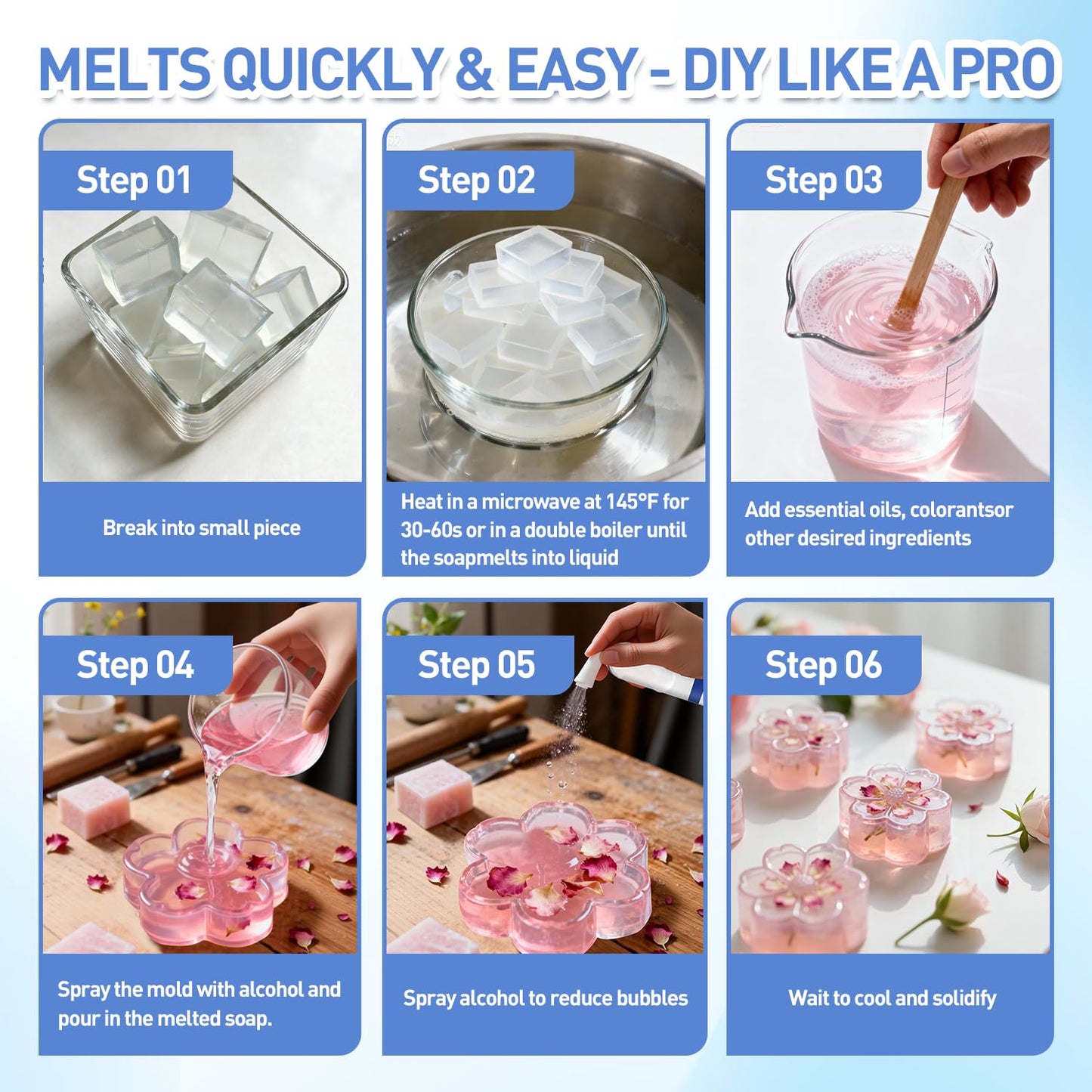 Soap Base - Moisturizing Melt Pour Soap Base for Crafting Soap Making, Pre-Cut, All Natural Gentle on Skin, Vegan&Cruelty-Free, SLS/SLES Free, Organic Soap Base (80 Ounce (Pack of 1), Clear Glycerin)
