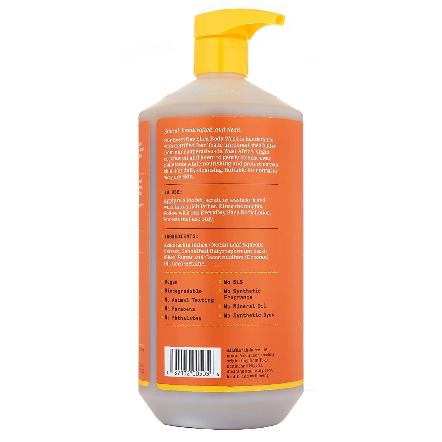 Alaffia Everyday Shea Body Wash, Naturally Helps Moisturize and Cleanse Without Stripping Natural Oils with Fair Trade Shea Butter, Neem, and Coconut Oil Vanilla Mint 32 fl oz - 2 Pack