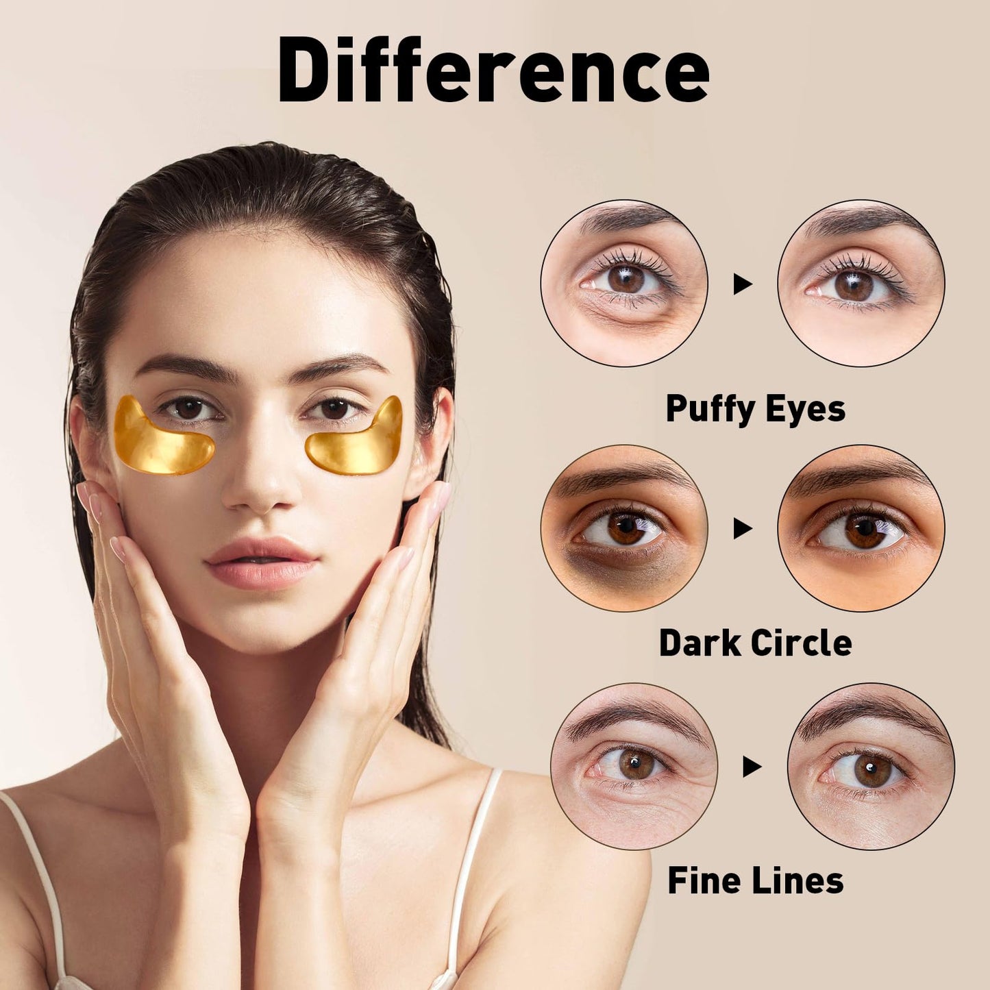 CHMI Under Eye Patches (15 Pairs), Collagen Skin Care Products,24K Gold Under Eye Mask for Puffy Eyes,Dark Circles,Undereye Bags and Wrinkles,Natural Ingredients.
