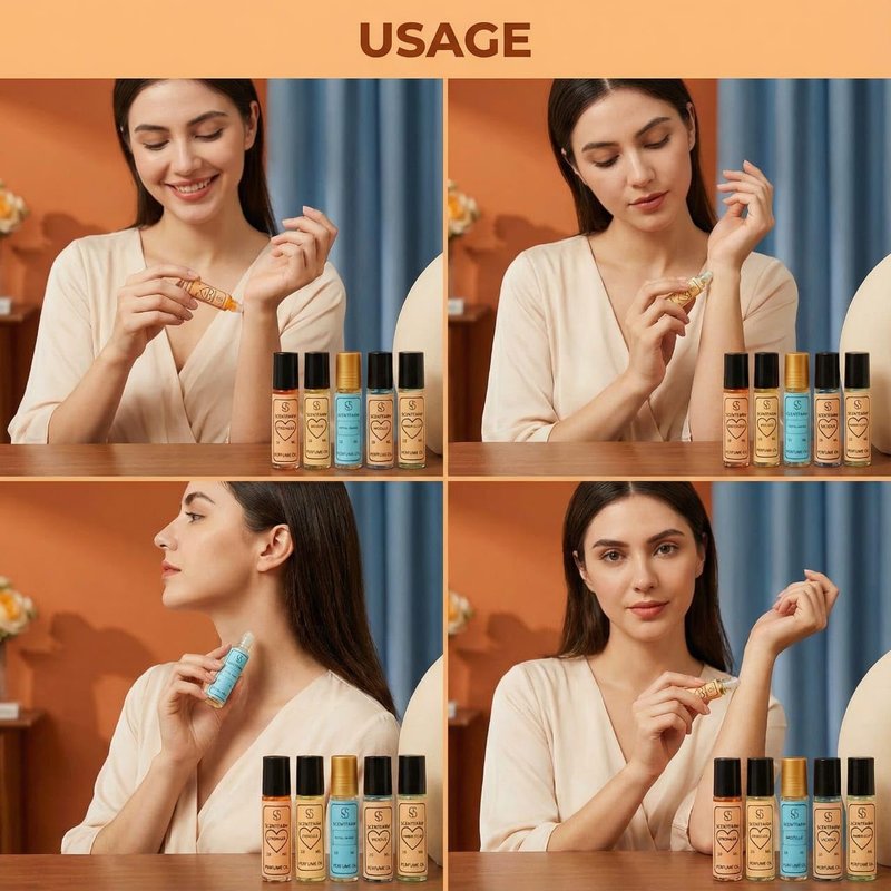 Perfume Body Oil Set - 5 x 10ml Luxury Roll-On Fragrance Oils | Long Lasting & Alcohol-Free