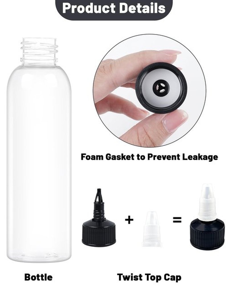 EOSAU 20 Pcs 8oz Plastic Squeeze Bottles with Twist Top Cap, 250ml Clear Dispensing Bottles, Empty Squirt Bottle for Liquids, Sauces, Arts, Crafts, Travel