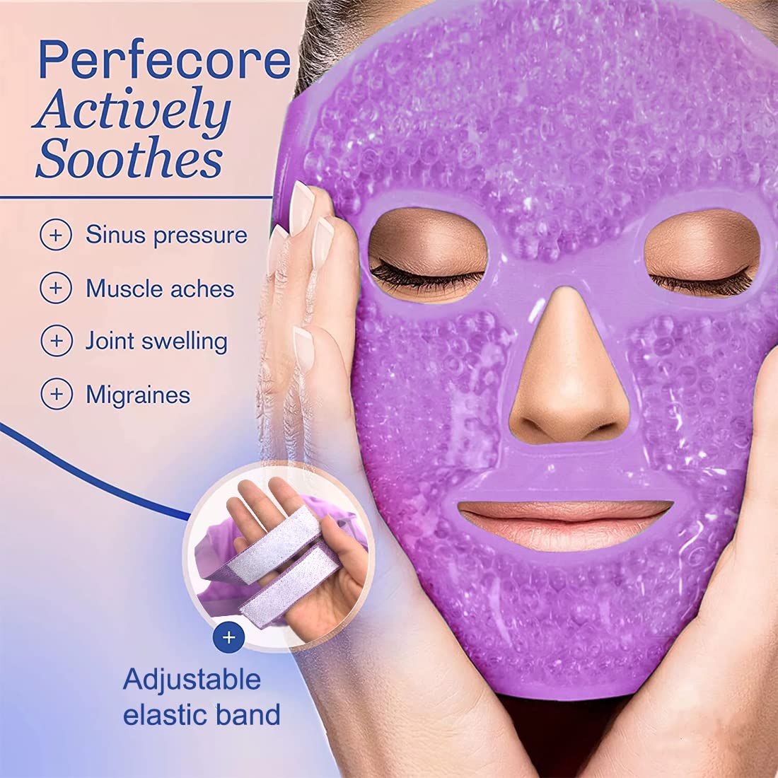 Cold Face Mask - Cooling Eye Mask for Hot & Cold Treatment, Reduces Eye Strain, Swelling, Redness, Puffy Eyes & Dark Circles - Reusable - 1 PCS