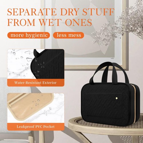HOTOR Travel Toiletry Bag for Women with Hanging Hook - Portable Cosmetic Case, Toiletry Bag for Traveling Women, Waterproof Travel Essentials, Large, Pink