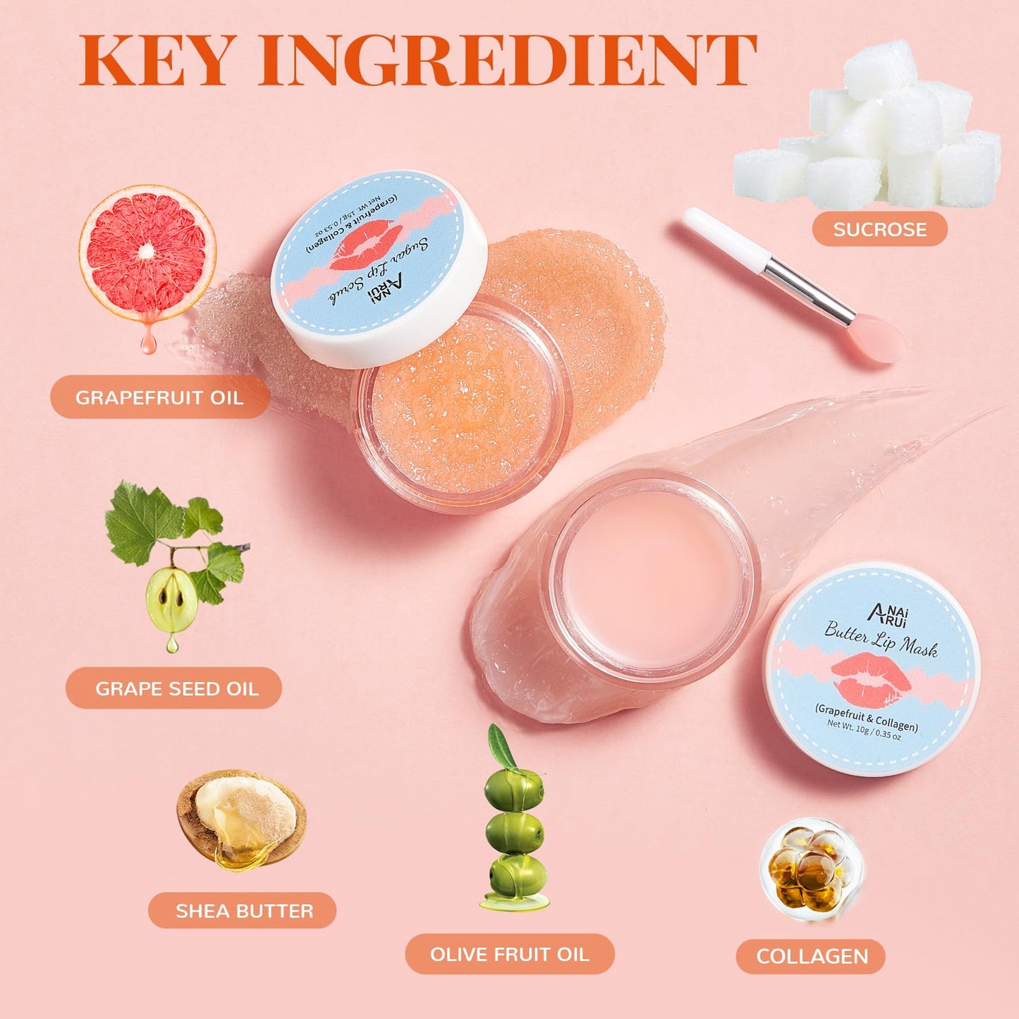 ANAI RUI Lip Scrub & Lip Mask Set, Graperuit