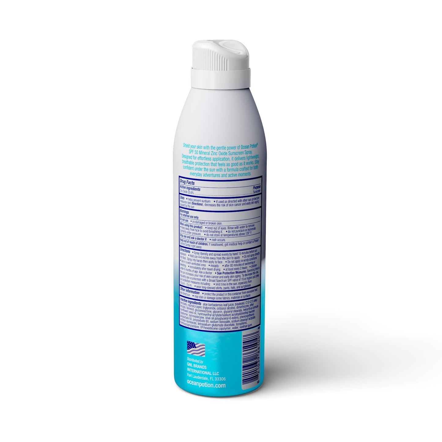 Ocean Potion Mineral Sunscreen Spray SPF 50 - Zinc Oxide Sunscreen Spray for Broad Spectrum UVA/UVB Protection - Lightweight, Water-Resistant Mineral Sunscreen Oxybenzone-Free - 5.5 oz