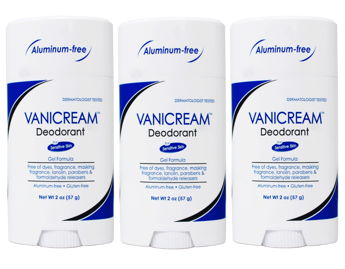Vanicream Deodorant for Sensitive Skin, Aluminum-Free, Gel Formula, 2 oz, Fragrance-Free (Pack of 3)